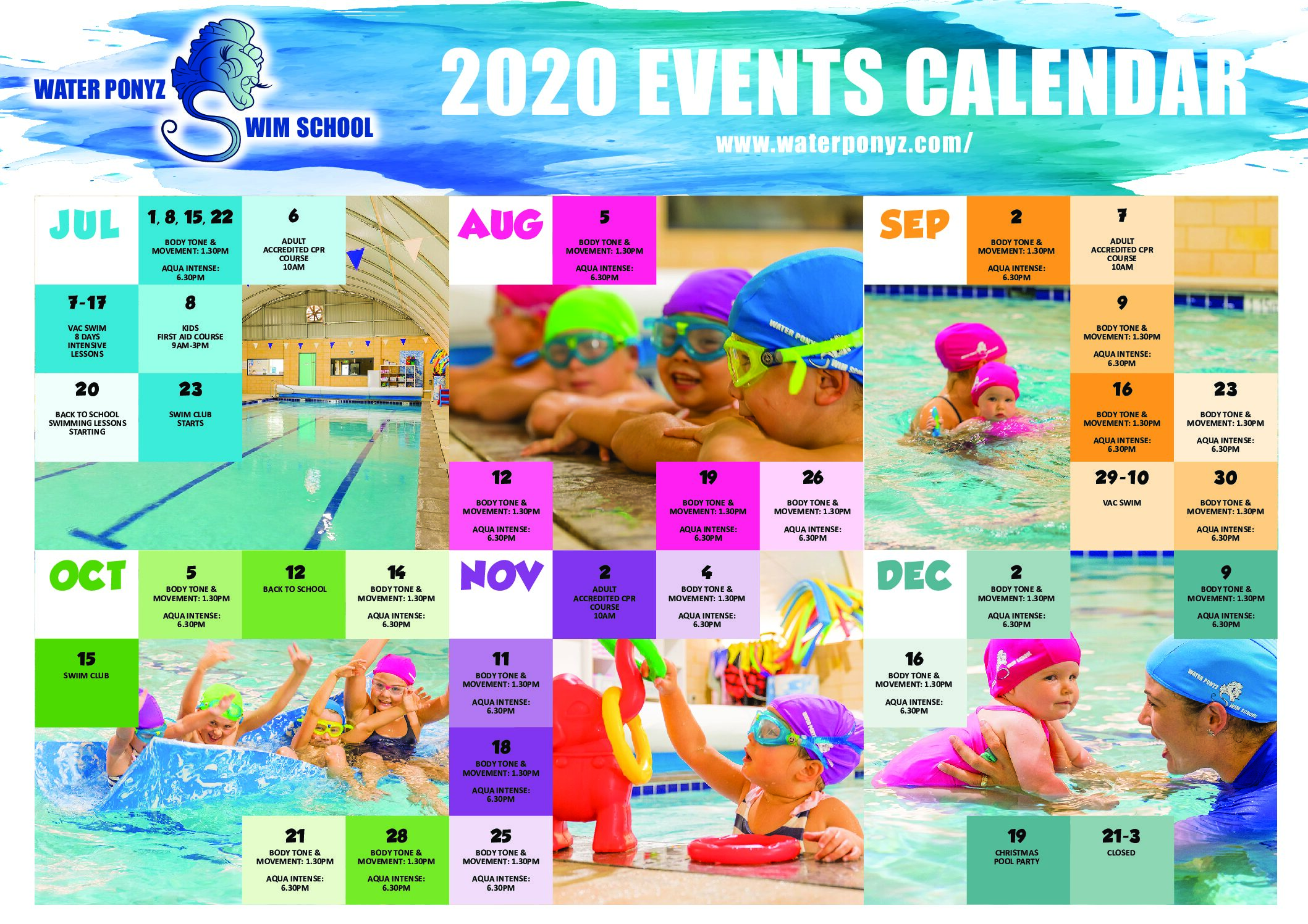 2020 Events Calendar Water Ponyz Swim School